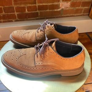 Cole Haan Leather Wingtip Oxford Dress Shoes, color lt whiskey, Mens 8M